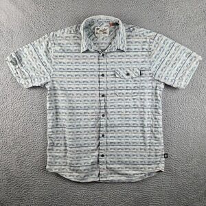 Howler Bros Shirt Mens Large Gray Blue Geometric Short Sleeve Western